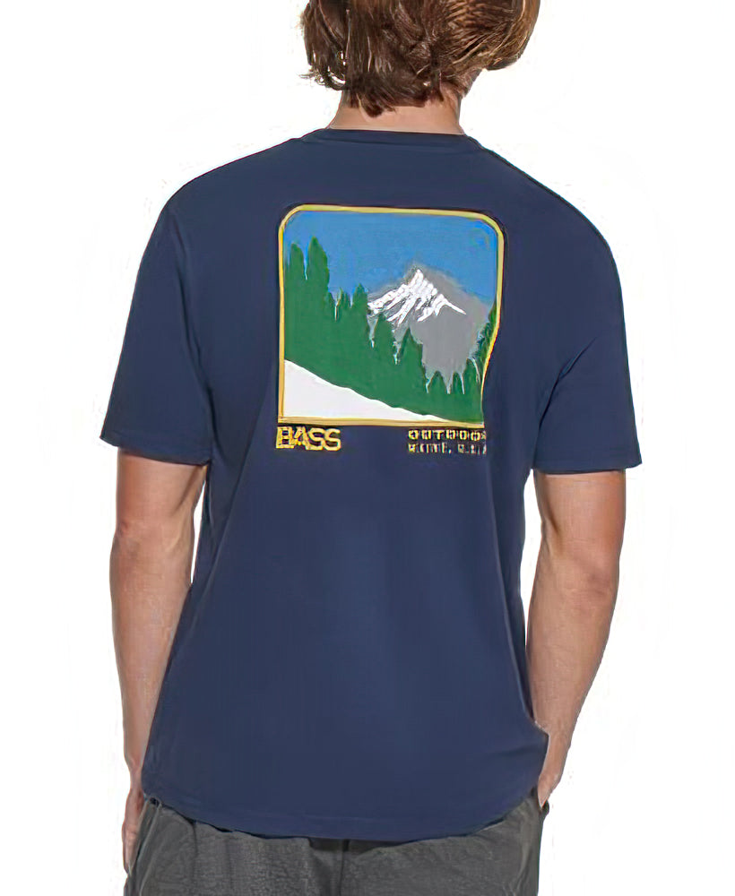 BASS OUTDOOR Men's Mountain Range Graphic T-Shirt Color Navy Size L