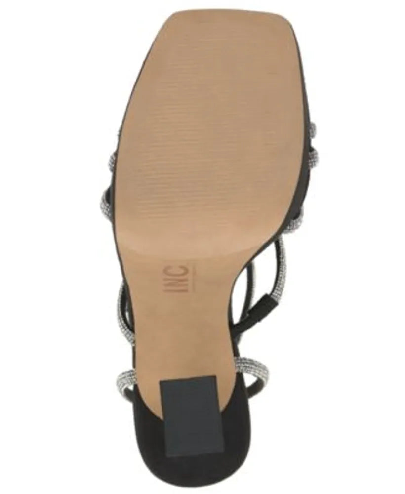 INC International Concepts Women's Ritika Embellished Ankle-Strap Platform Sandals Color Black Size 8.5M