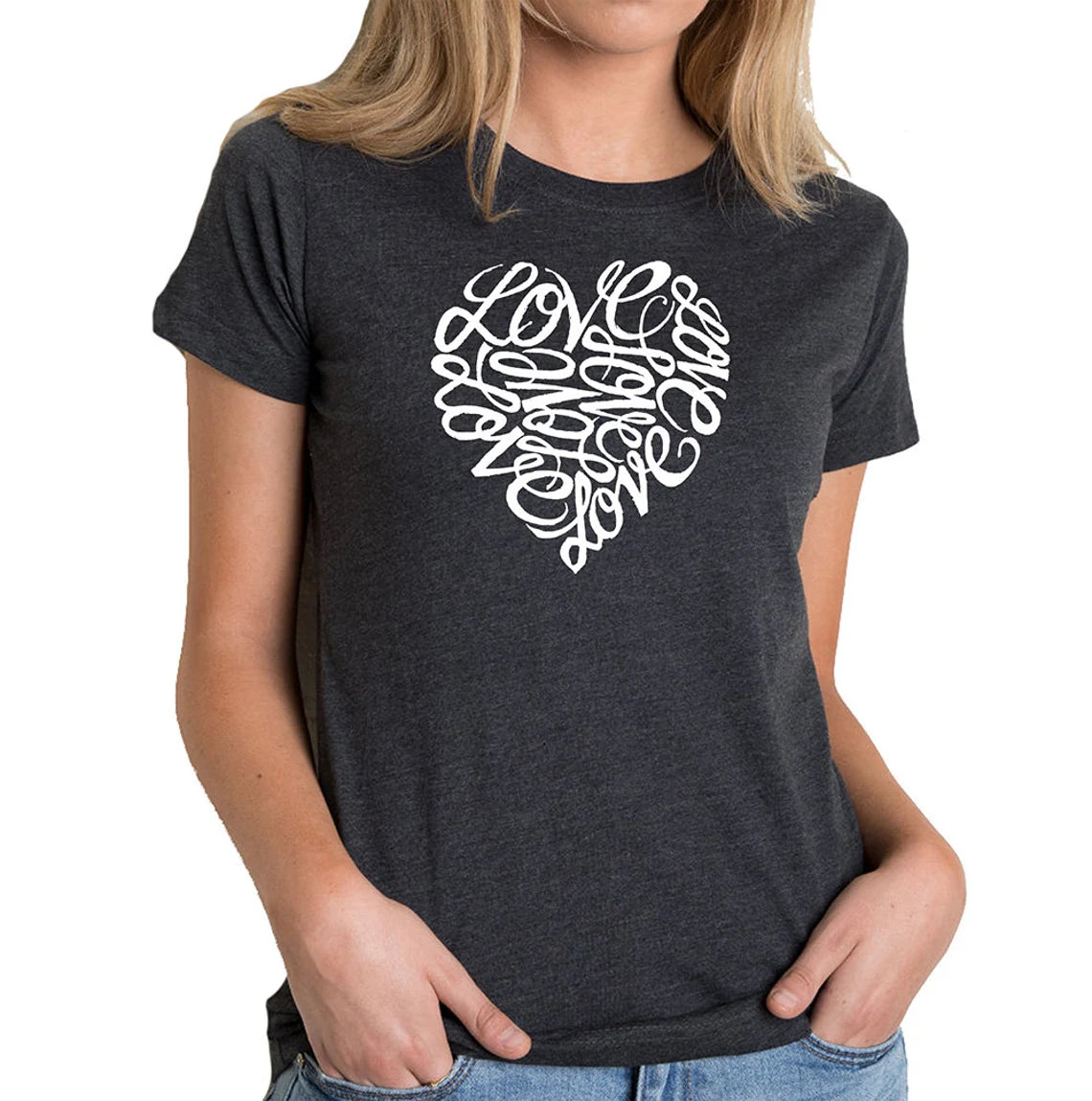 LA Pop Art Women's Premium Word Art T-Shirt Color Black Size XL