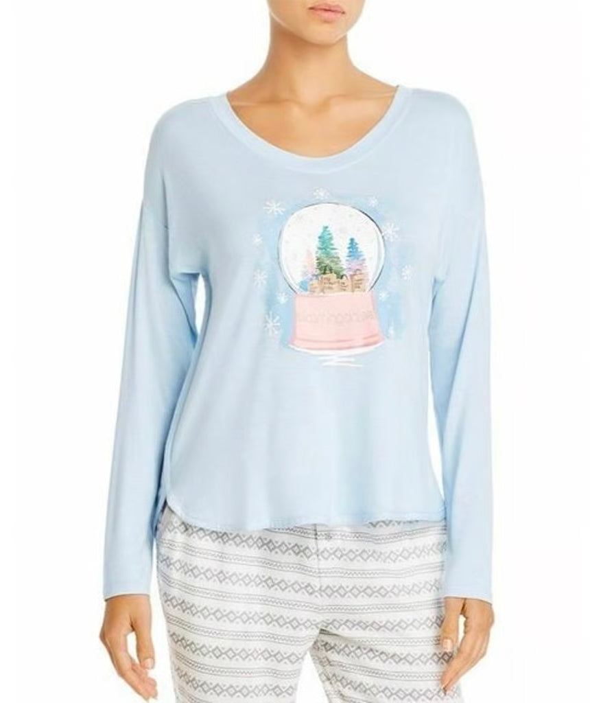 Jane & Bleecker Women's Bloomingdales Pajama Top Color Arctic Snow Globe Size S