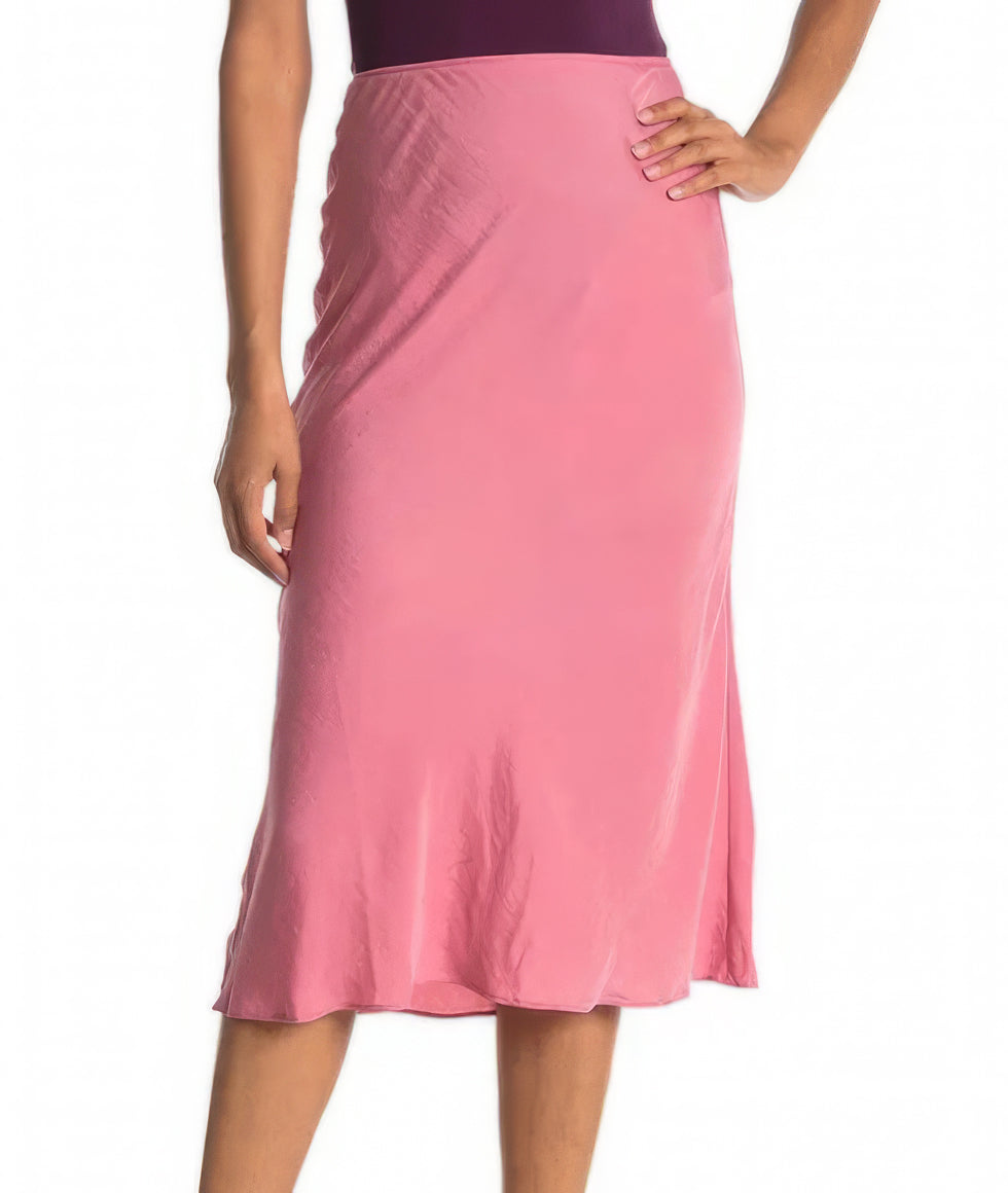 VINCE CAMUTO Women's Elastic Waist Bias Midi Skirt Color Blushing Size M