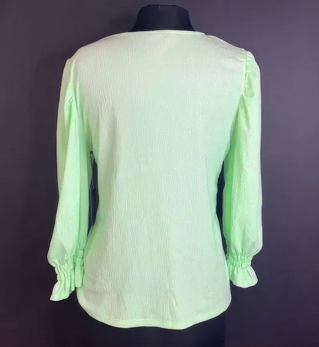 Vince Camuto Women's Smocked-Cuff Puff-Sleeve Top Color Light Green Size S