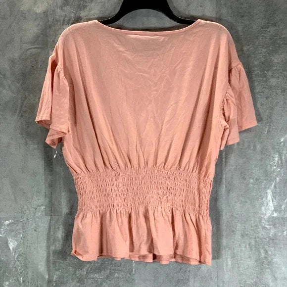 INC International Concepts Women's Cotton Smocked Peasant Top Color Mango Beach Size S