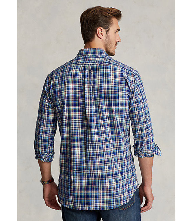 Polo Ralph Lauren Men's Big Tall Classic-Fit Plaid Oxford Shirt Color Royal/Blue Multi Size XLT