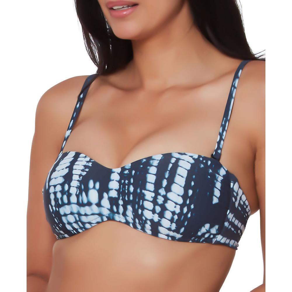 Bar III Tie Dye For Printed Bandeau Bikini Top Color Ink Well Size XS