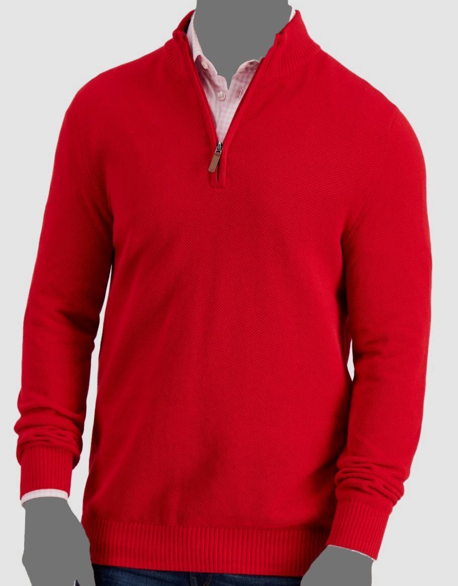Club Room Men's Quarter-Zip Cotton Sweater Color Ablaze Size M
