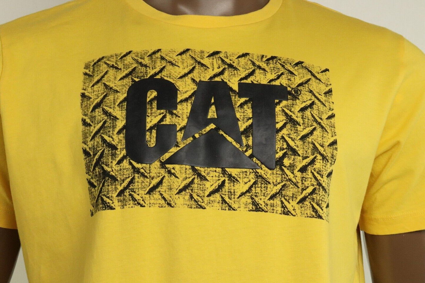 Caterpillar Men's CAT Logo Crew Neck Cotton T-Shirt Color Yellow Size 2XL