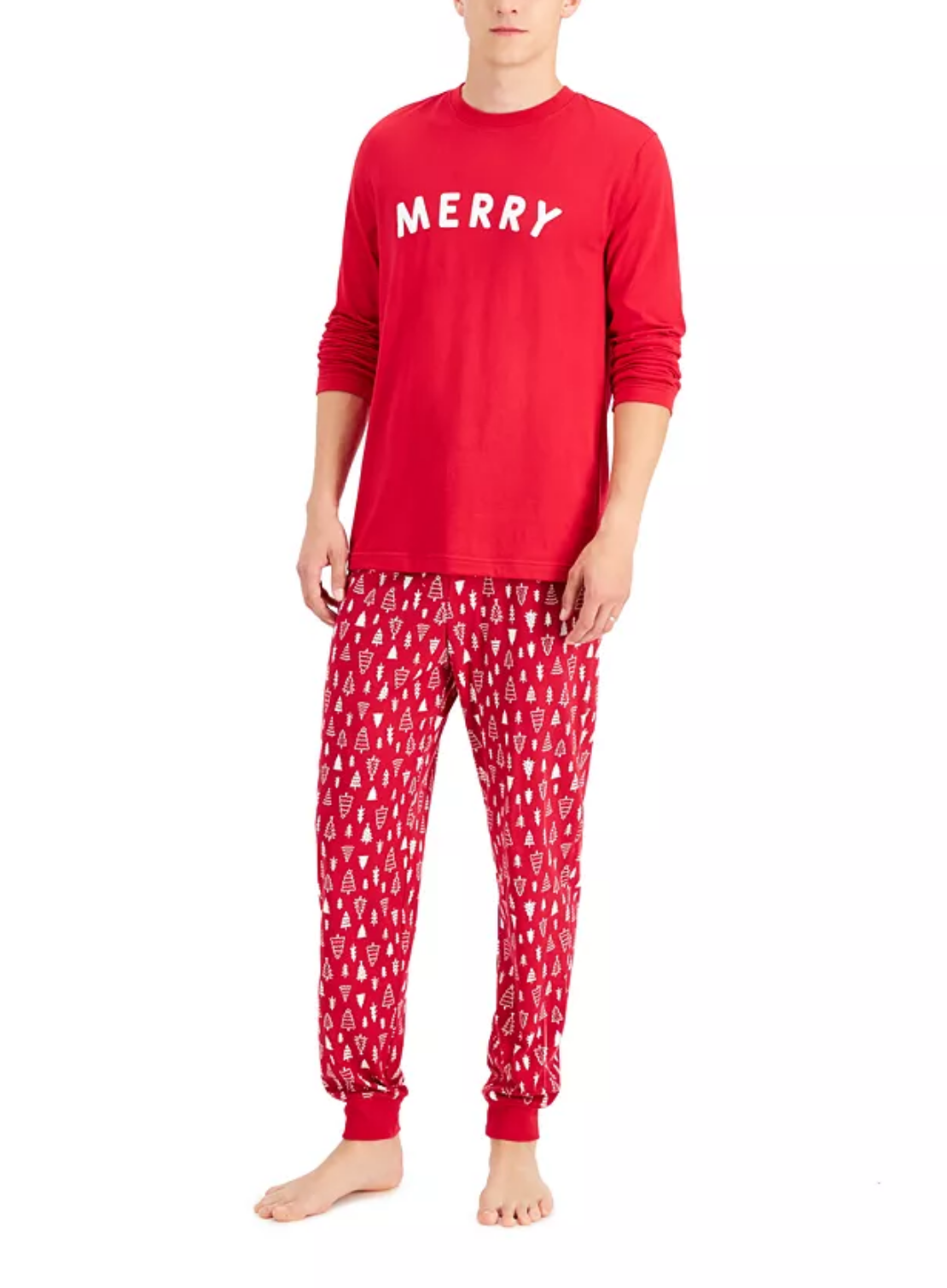 Family Pajamas Men's Christmas Trees Pajama Set Color Red Size L