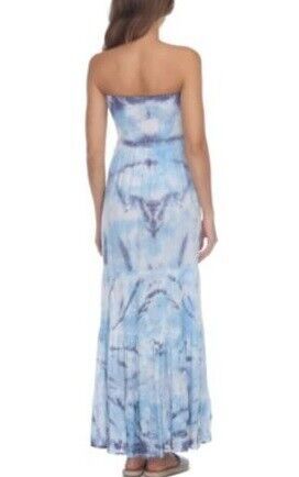 Raviya Plus Size Strapless Tiered Tie-Dyed Maxi Cover-up Dress Color Sky Tie Dye Size 0X