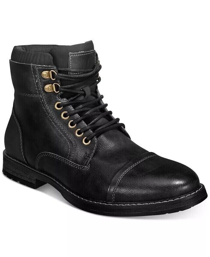Club Room Men's Frederick Faux-Leather Cap-Toe Dress Boots Color Black Size 10M