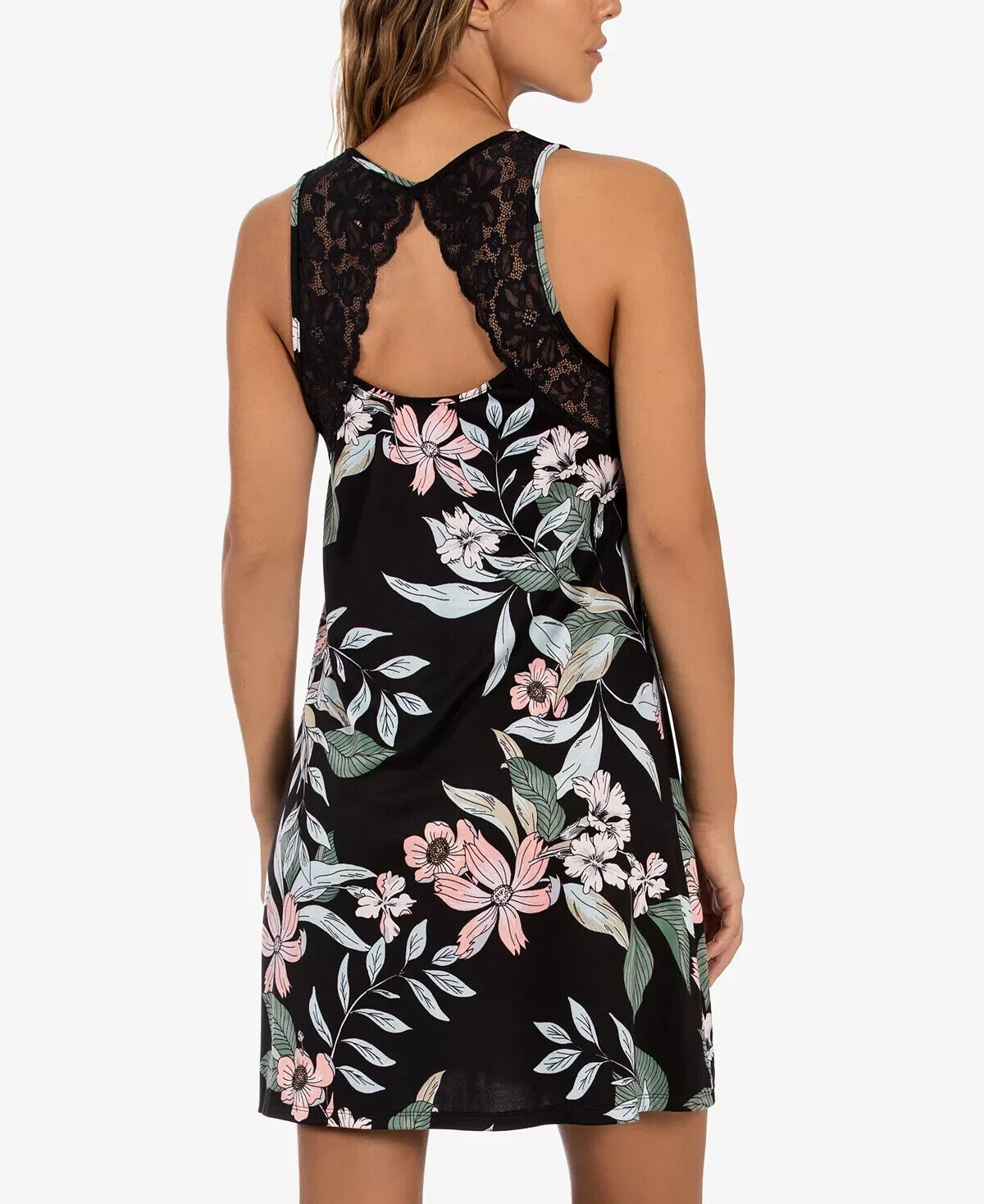 Linea Donatella Women's Vivienne Lace-Back Cutout Nightgown Color Black Size M