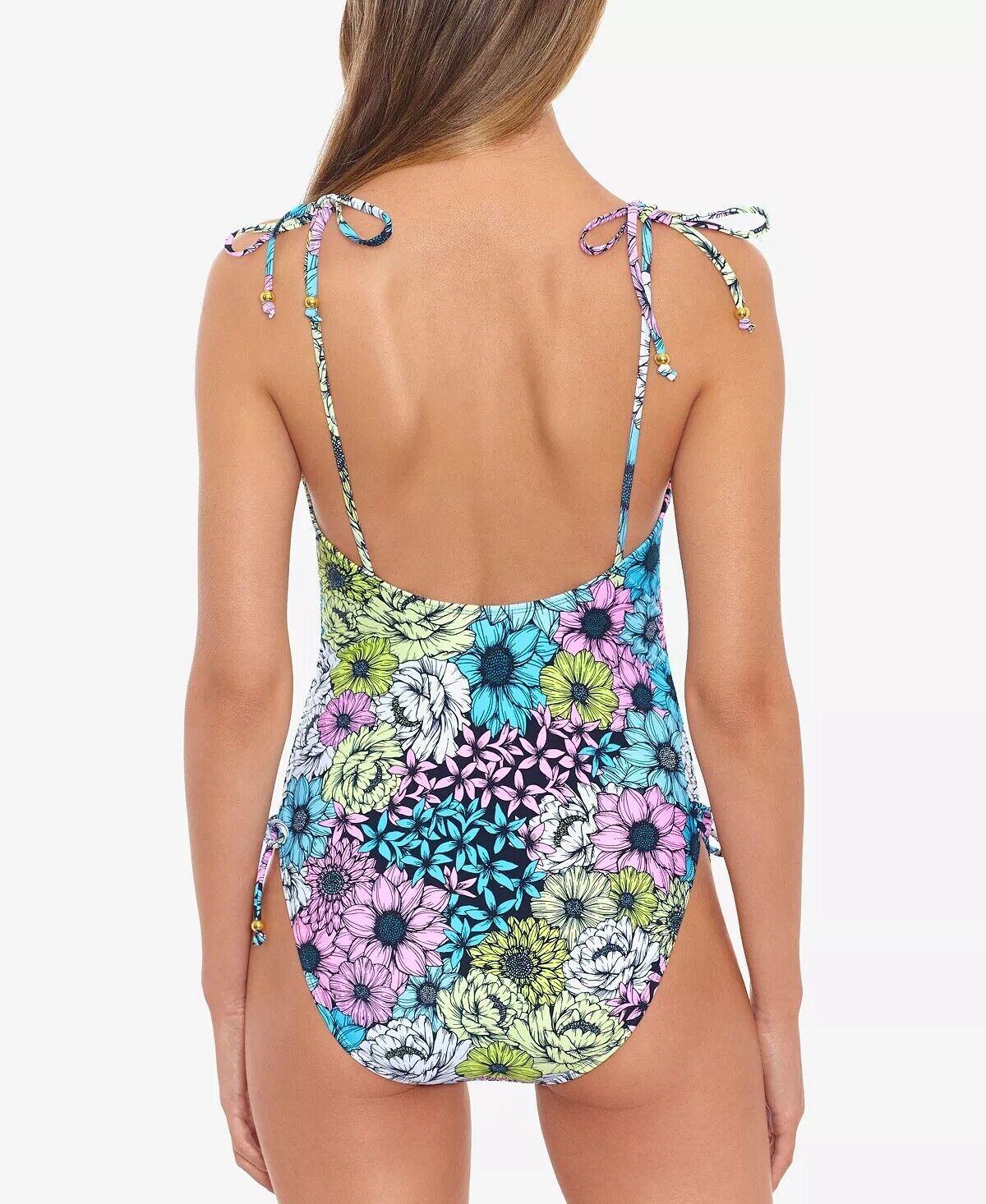 Salt Cove Juniors Blossomed Side-Shirred One-Piece Swimsuit Multicolor Size S