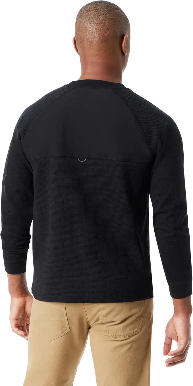 BASS OUTDOOR Men’s Relaxed Fit Performance Thermal Long Sleeve Henley Black Beauty Size 2XL