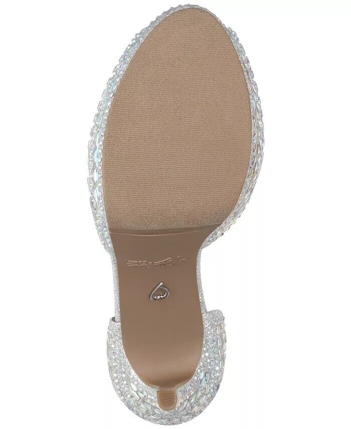 Thalia Sodi Chace Embellished Platform Pump Color Silver Bling Size 8.5M