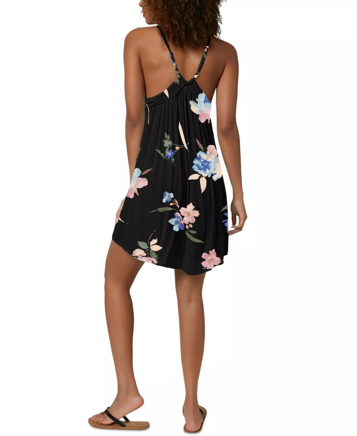 O'NEILL Women's Floral Pullover Dress Swimsuit Cover-Up Color Black Size XL