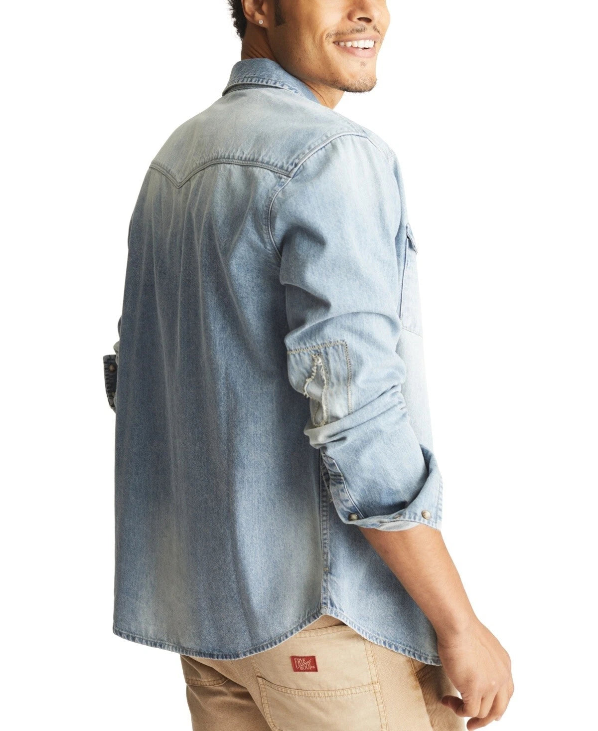 Frye Men's Western Vintage-Inspired Denim Shirt Canyon Wash Size S