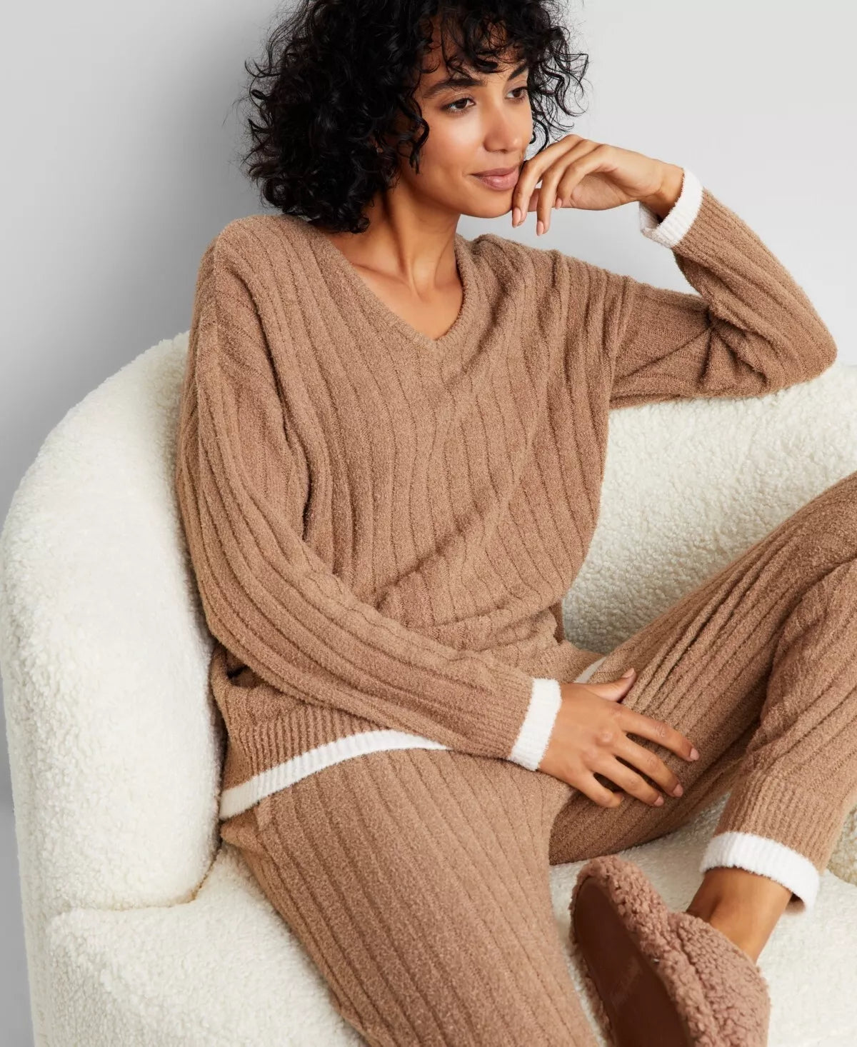 State of Day Women's Indulge Rest Chenille Packaged Loungewear Set Cave Size M