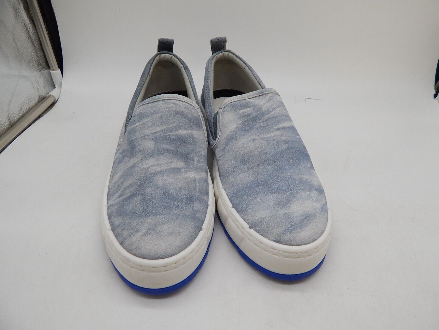 KARL LAGERFELD PARIS Men's Tie-Dye Slip-On Sneakers Blue Leather Size 12M