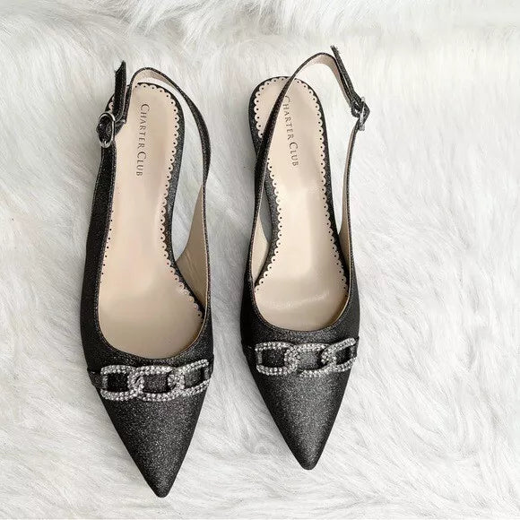 Charter Club Women's Griggs Evening Pumps Color Pewter Metallic Size 9M