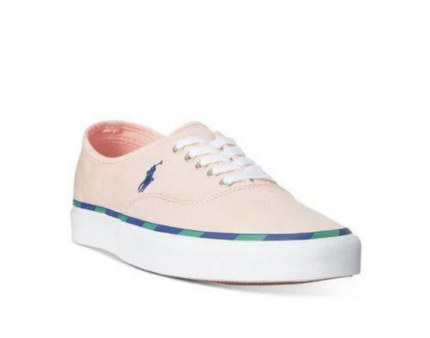 Polo Ralph Lauren Men's Keaton Leather-Trim Canvas Sneaker Color Carmel Pink Size 7