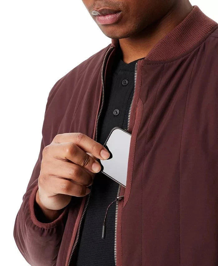 BASS OUTDOOR Men's Reversible Zip Front Liner Bomber Jacket Rum Raisin Size M