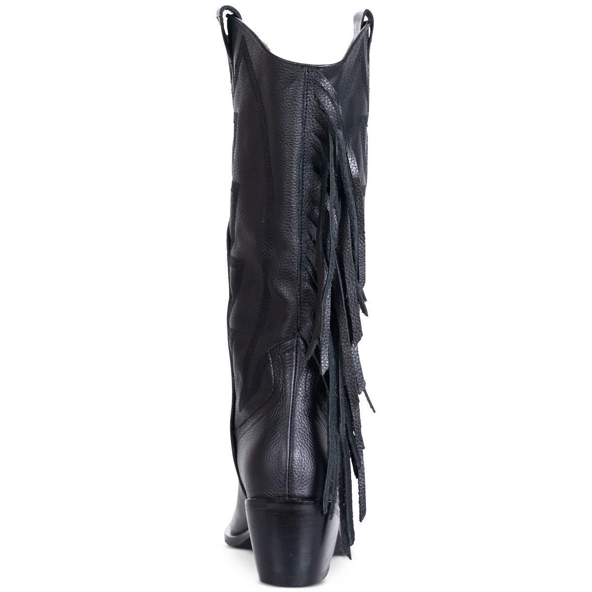 SILVIA COBOS Women's Flirter Fringe Western Booties Color Black Size 10M