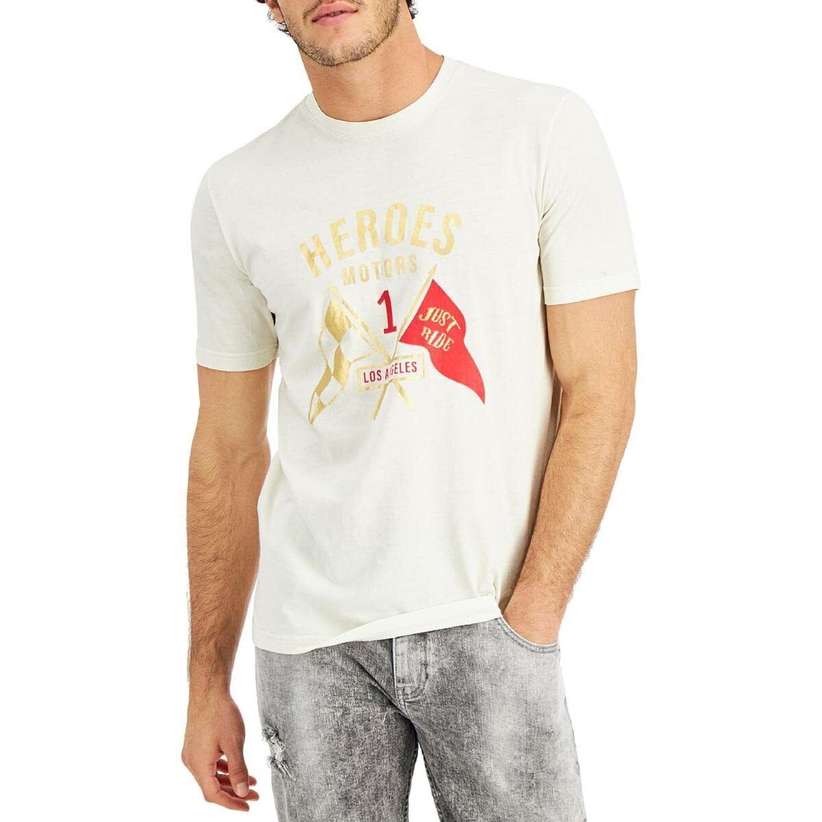 Heroes Motors Men's Flagged T-Shirt Color Off White Size XL