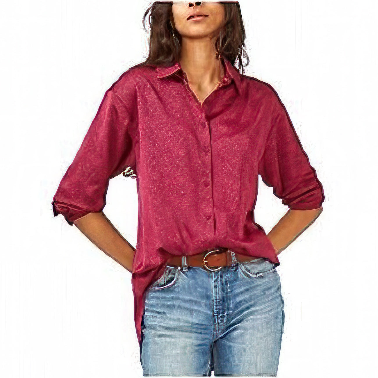 Vince Camuto Women's Petal Hem Leopard Printed Blouse Color Pink Leopard Size XS