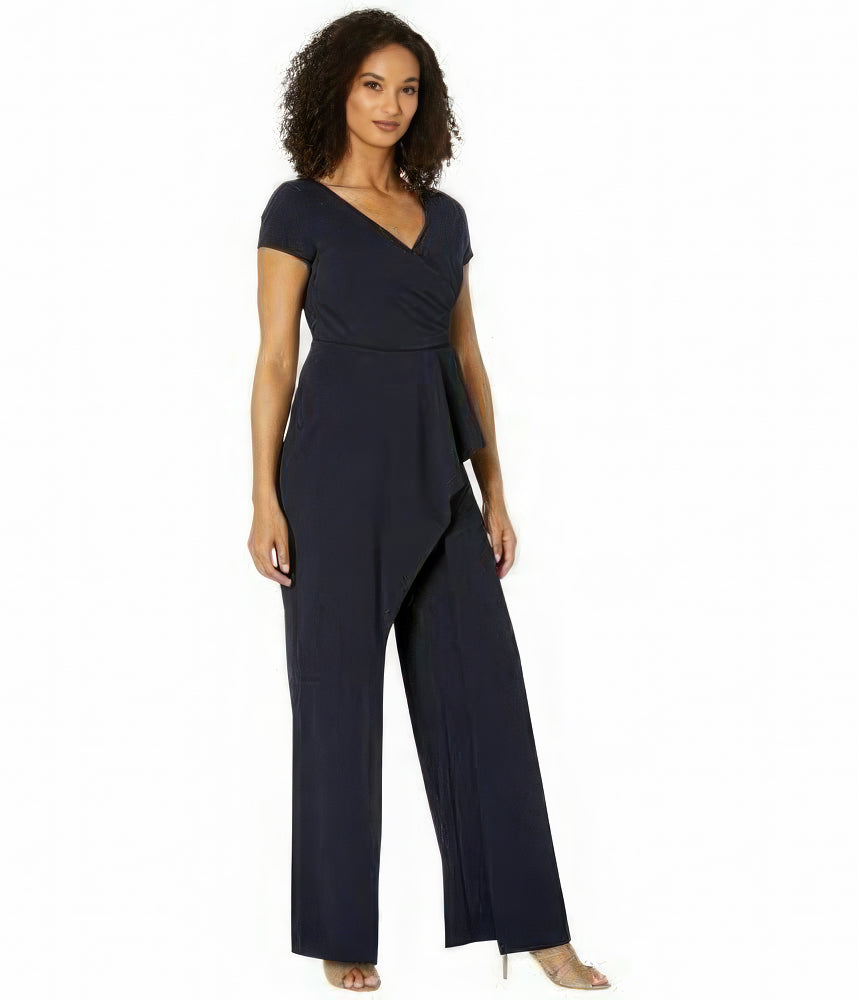 Adrianna Papell Wide-Leg Jumpsuit Color Midnight Blue Size 4