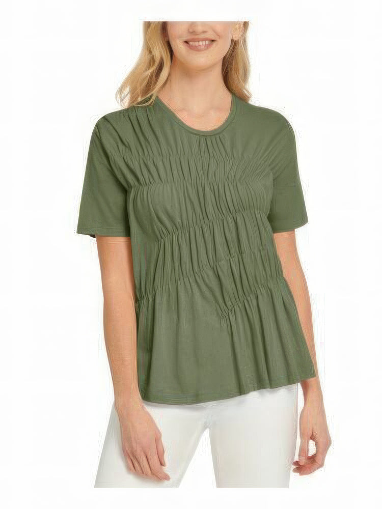 DKNY Women's Ruched Short-Sleeve Top Color Military Green Size S