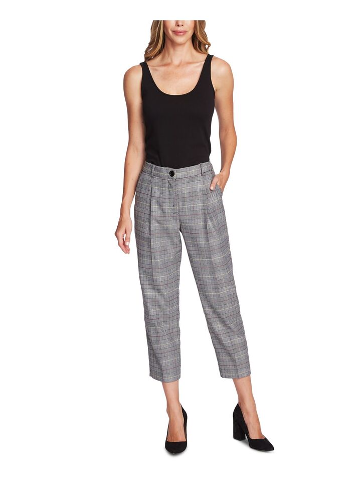 Vince Camuto Women's Wear To Work Straight Leg Pants Color Black Plaid Size 12