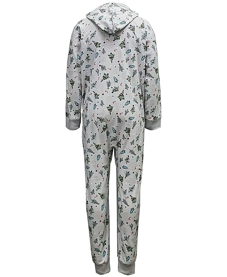 Family Pajamas Men's Tree-Print Hooded 1-Pc Pajama Color Festive Trees Size M