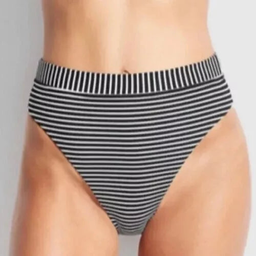 Hurley Mod High Waist Reversible Bikini Bottoms Color Black Size L
