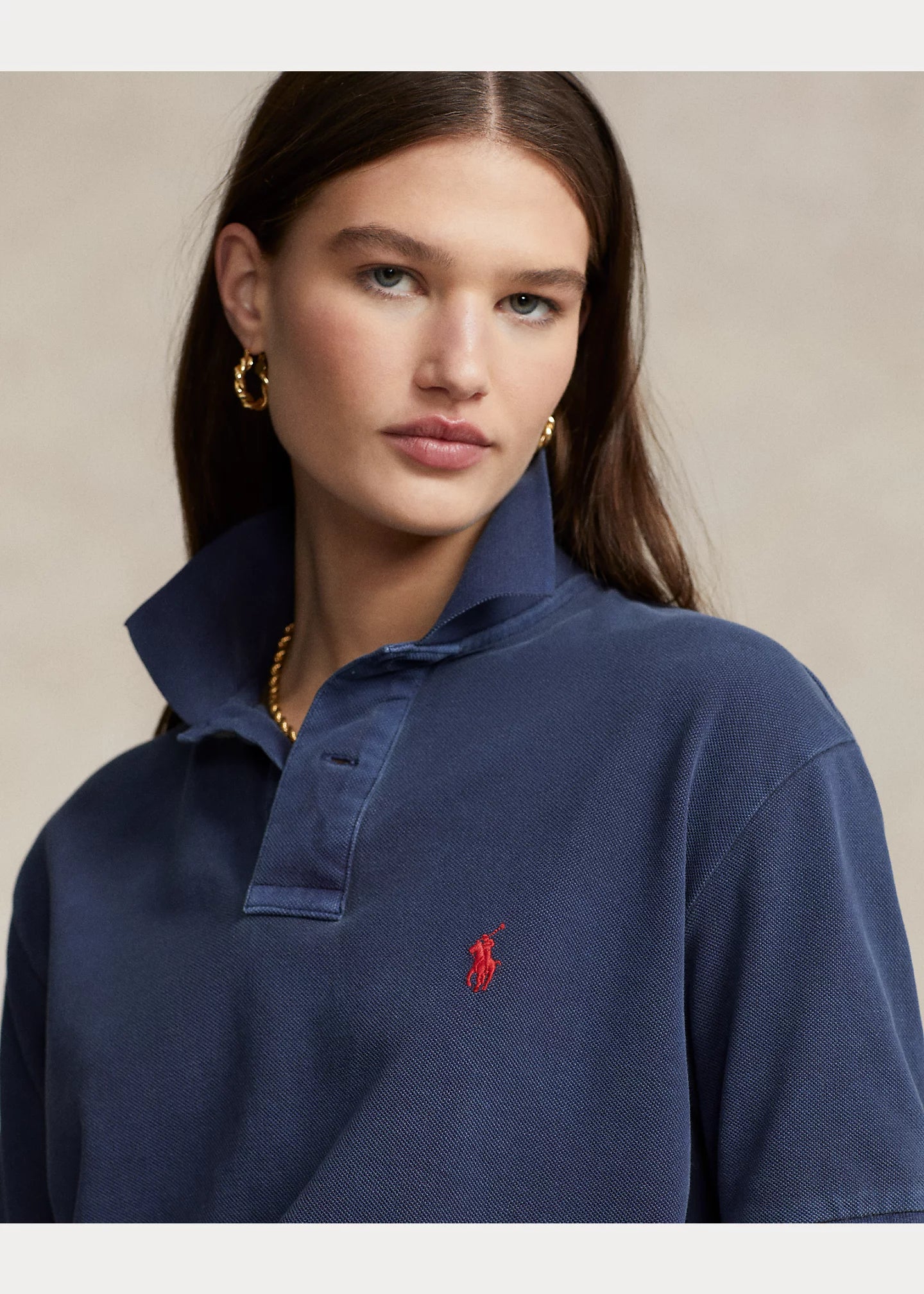 Polo Ralph Lauren Original Fit Mesh Polo Shirt Color Navy Size S