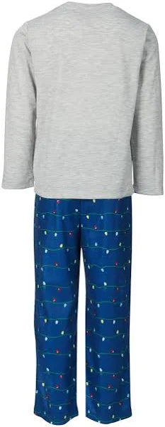 Family Pajamas Kids Fleece Navidad Pajama Set Color Holiday Lights Size 6/7