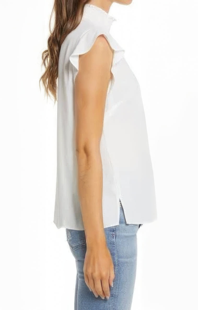 Vince Camuto Women's Mock Flutter Sleeve Blouse Color White Size XS