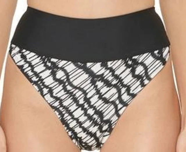 DKNY High-Waist Bikini Bottoms Color Black/White Size M