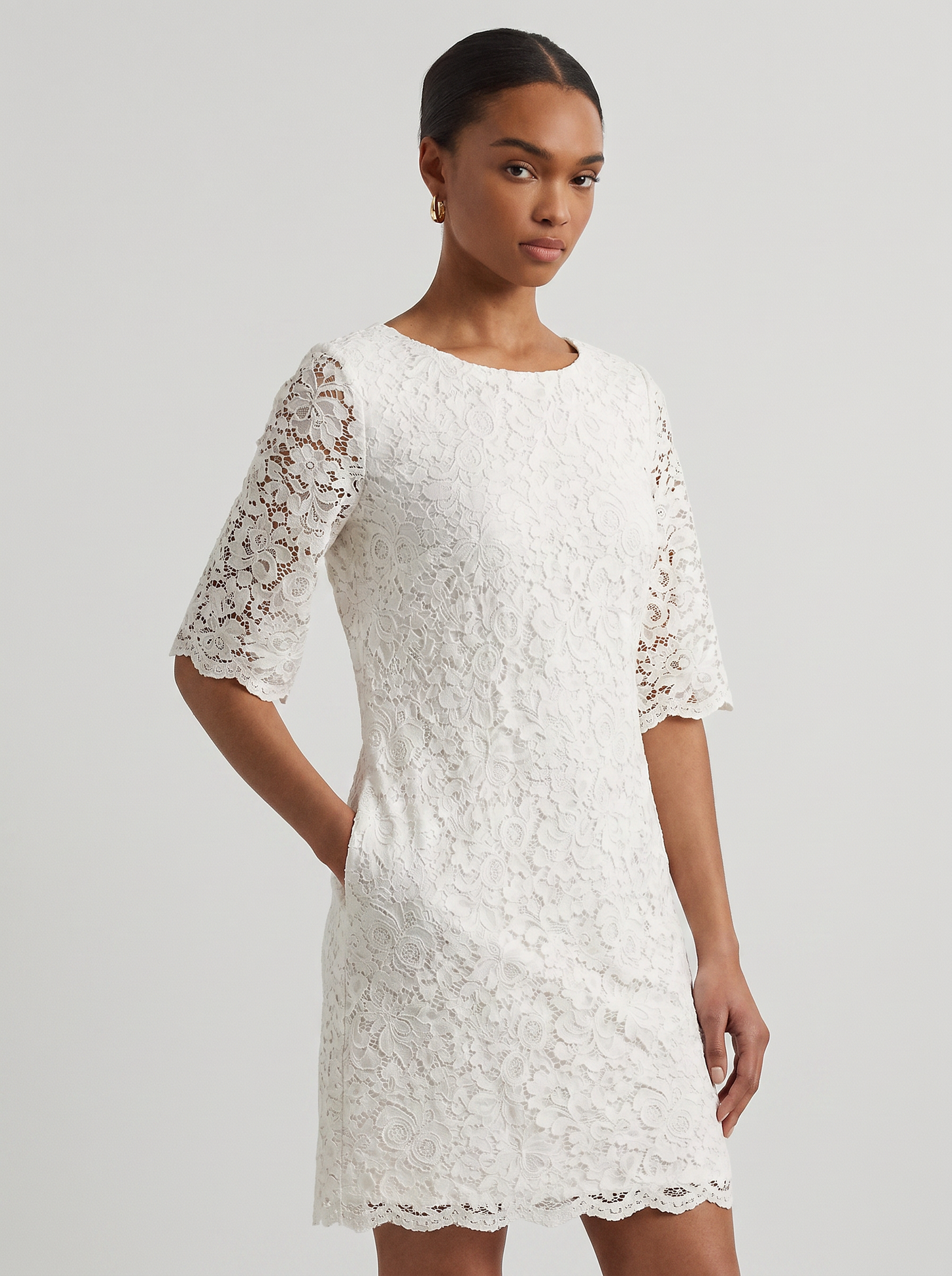 LAUREN RALPH LAUREN Jillias Lace Party Sheath Dress White Size 6