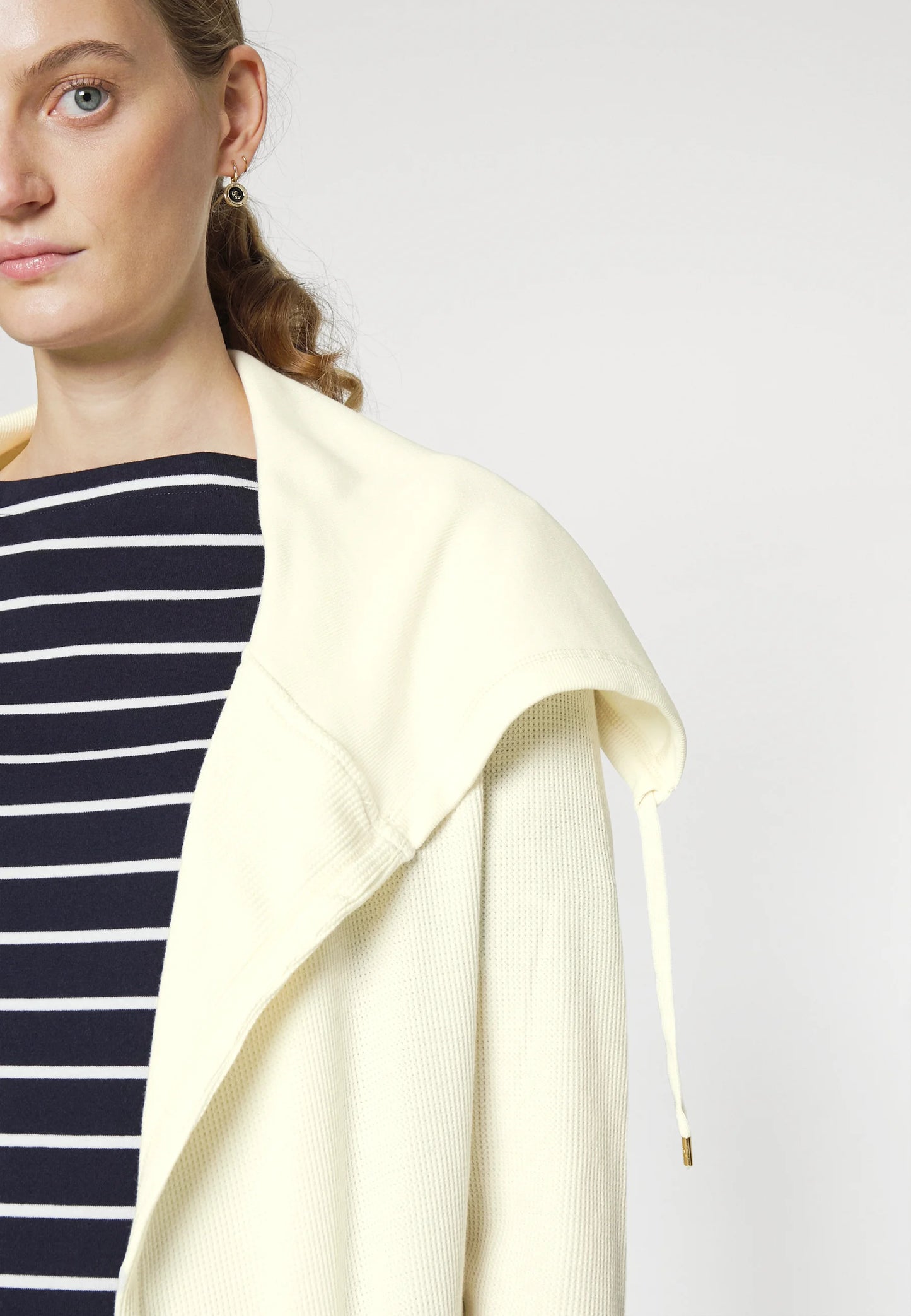 Lauren Ralph Lauren Thermal Waffle-Knit Cardigan Color Pale Cream size XS