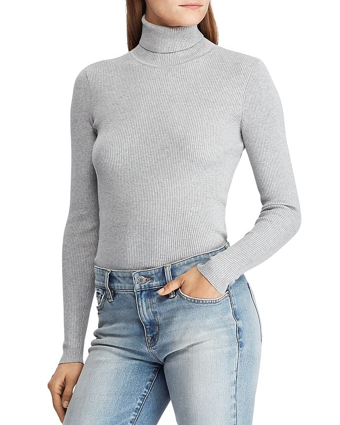 Lauren Ralph Lauren Ribbed Turtleneck Sweater Color Pearl Grey Heather Size XXL