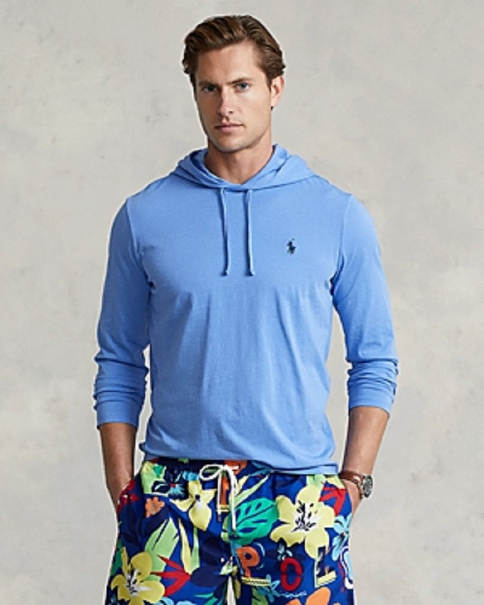 Polo Ralph Lauren Jersey Hooded T-Shirt Color Harbor Island Blue Size L