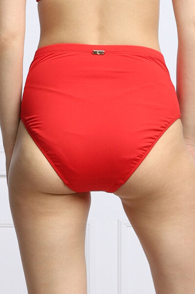 Lauren Ralph Lauren Beach Club Shirred High Waist Swimsuit Bottom Color Red Size 12