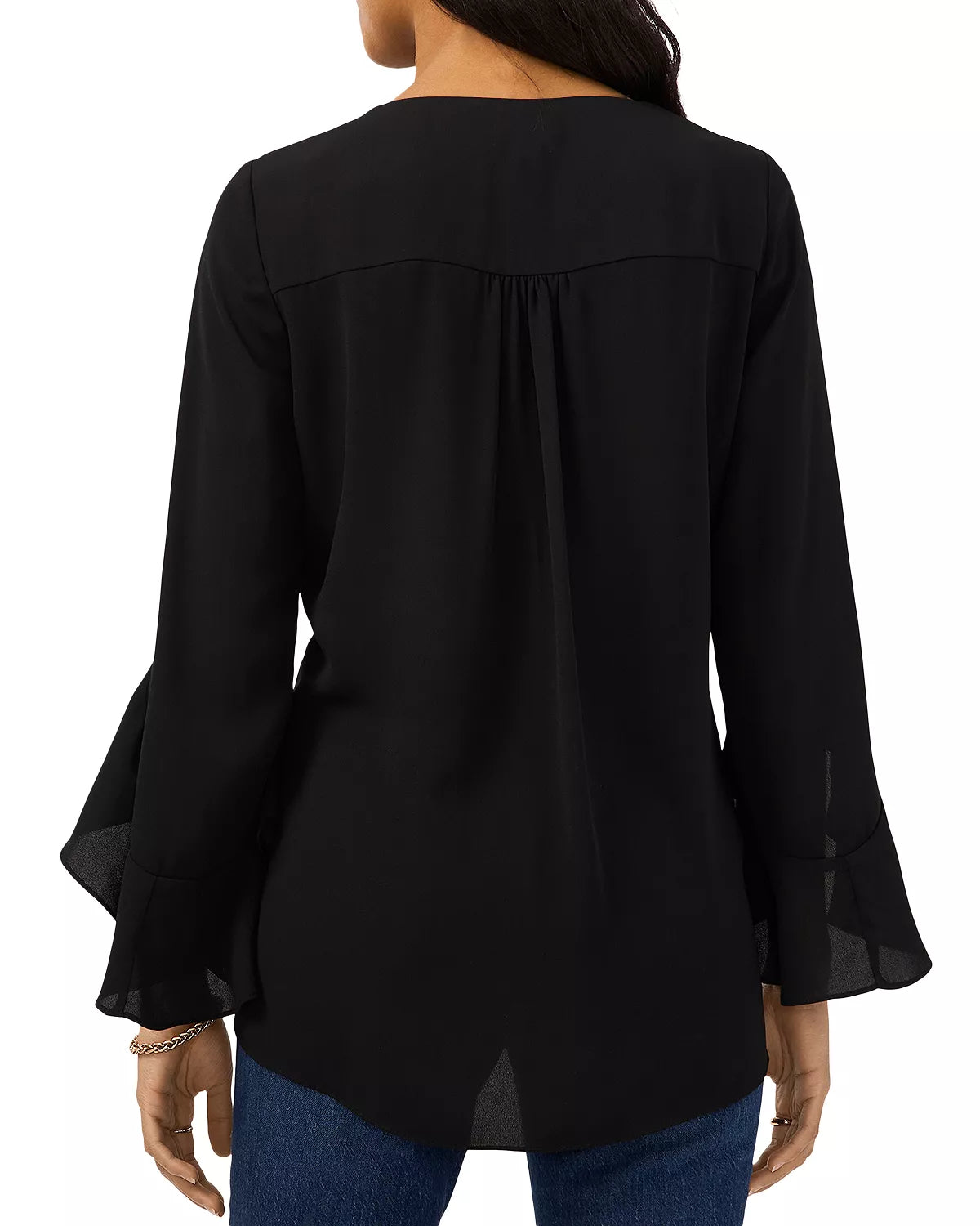 VINCE CAMUTO Women's Flutter Petites Sleeve Crossover Top Color Rich Black Size PS
