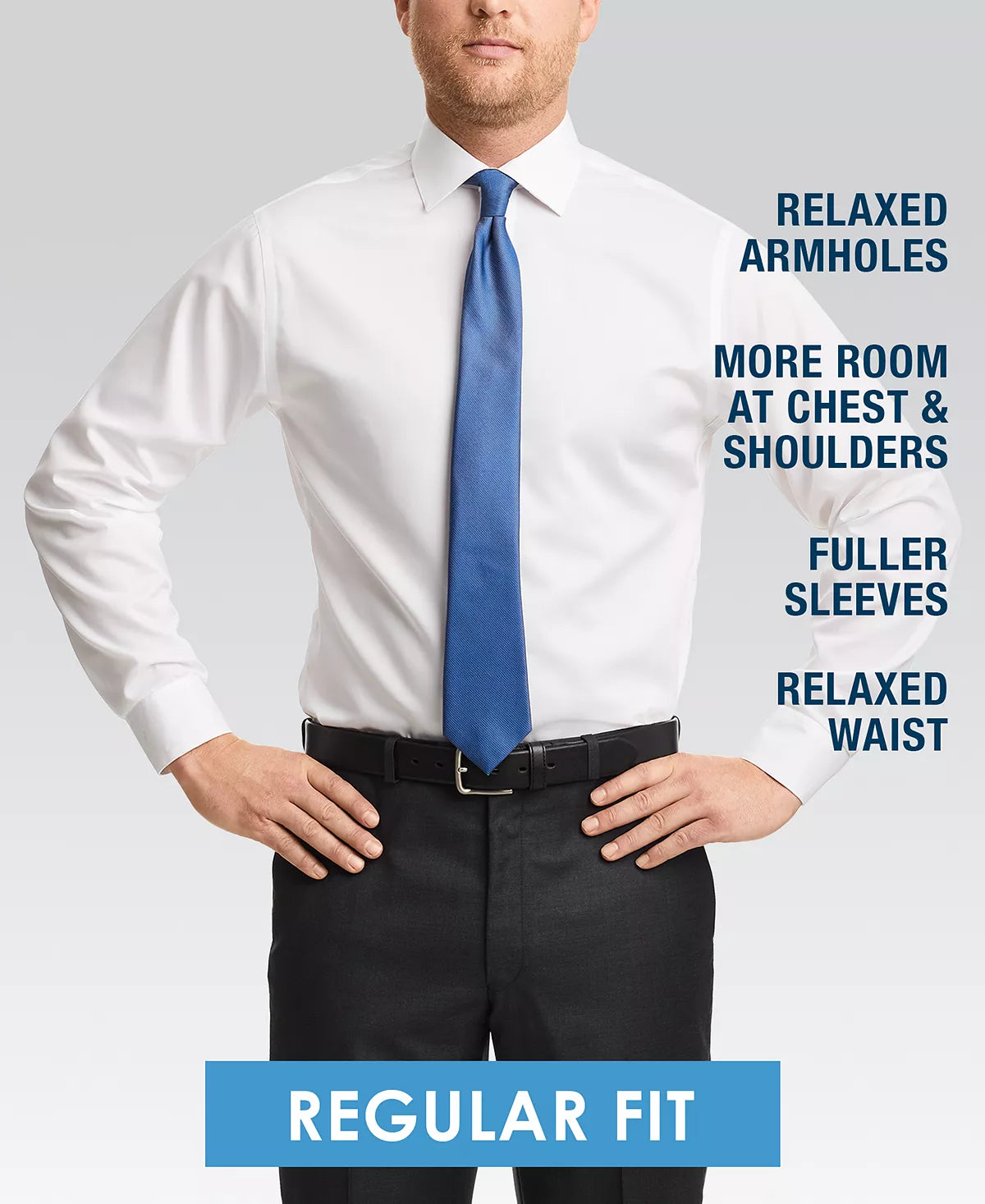 Alfani Men's Regular Fit 2-Way Stretch Performance Solid Dress Shirt Color 16/16.5 32/33
