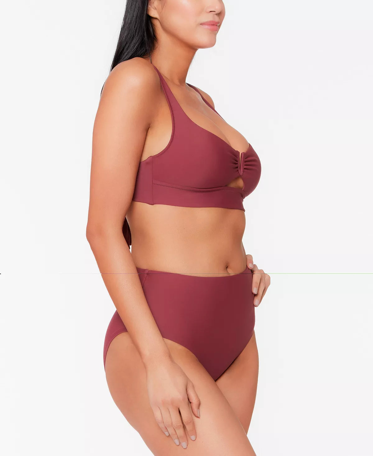 BAR III Banded V-Wire Bikini Top Color Red Velvet Size S