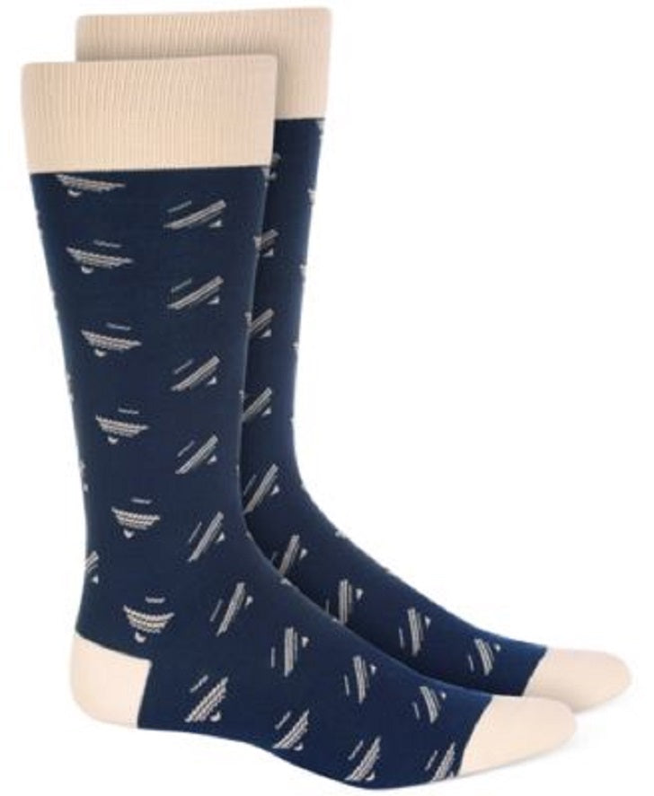 Alfani Mens Striped Dress Socks Color Navy ONE SIZE Style 100135475