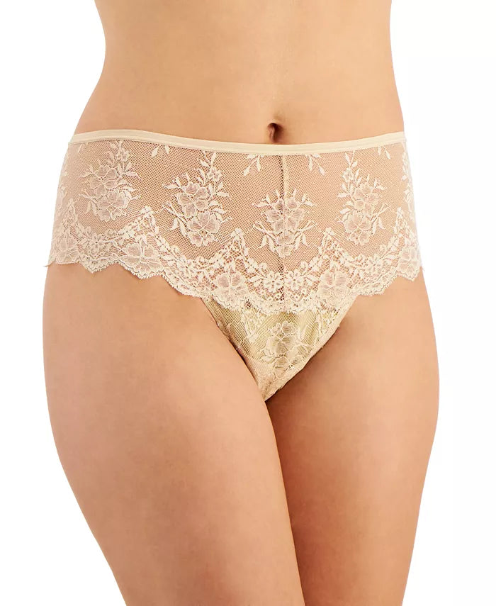 Jenni Womens Wide-Lace-Waist Thong Color Chai Size L