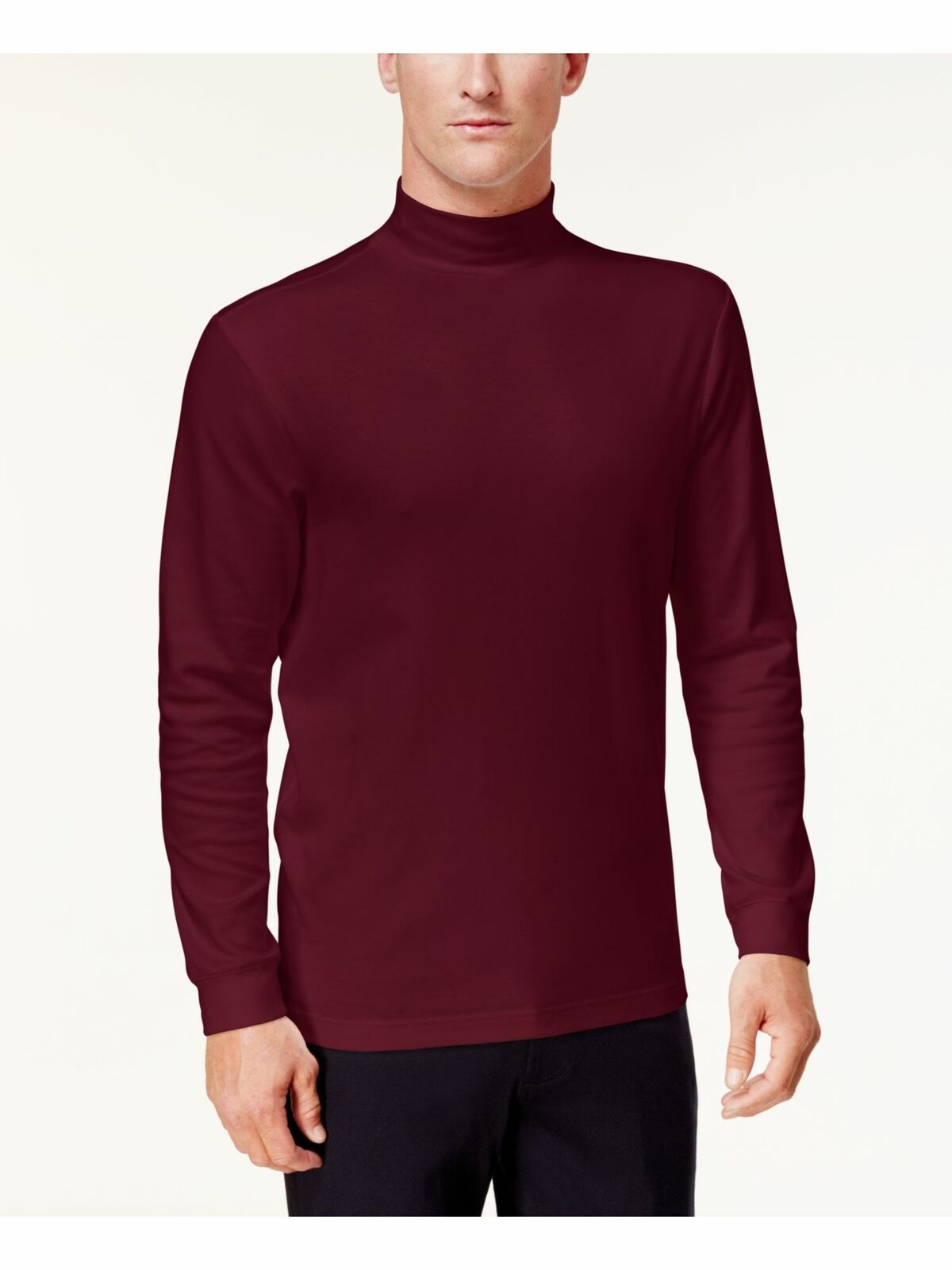 Club Room Men's Solid Mock-Neck Shirt Color New Red Plum Size 2XL