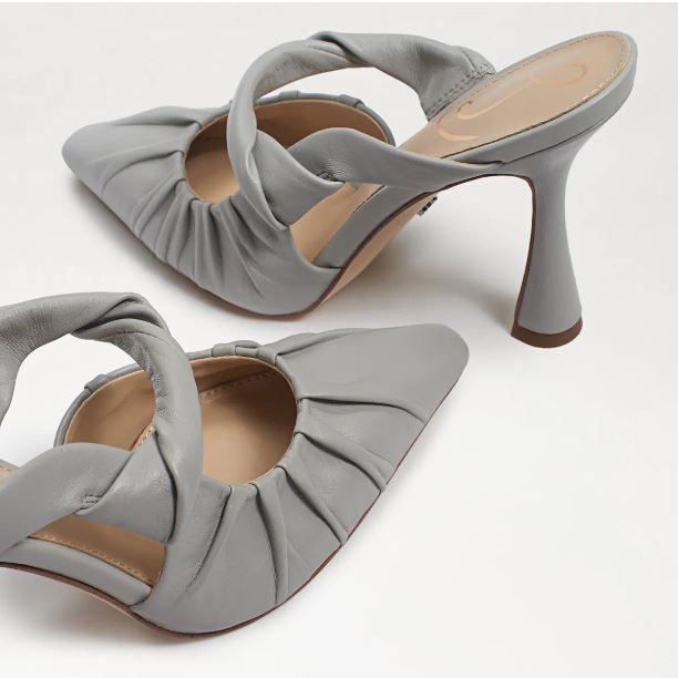 Sam Edelman Women's Tillary Pleated High Heel Mules Color Pebble Grey Size 7.5M