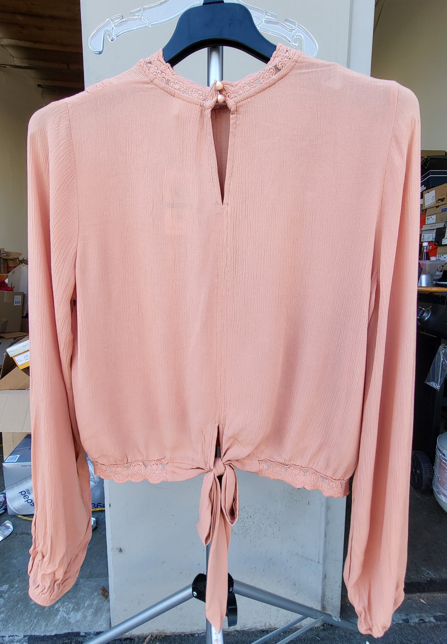 Self Esteem Juniors Pleated Lace-Trim Blouse Color Toasted Nut Size XL